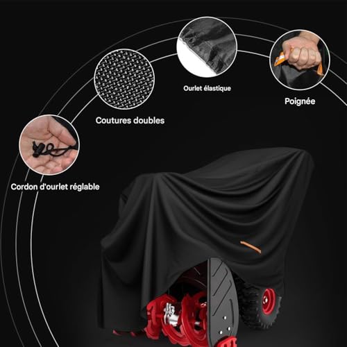 Housse imperméable pour déneigeuse et accessoire de stockage pour souffleuse à neige - 7