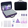 Contenedores de almacenamiento de arte de diamantes con herramientas de taladro de puntos, estuche organizador de cuentas de 60 ranuras para kits de arte 5D, caja de manualidades portátil