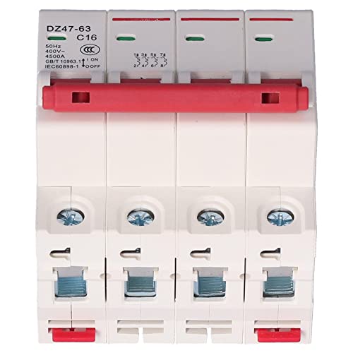 Image of AMONIDA Circuit Breaker 4P Mini Overload Protection Switch, Durable Design for Household Electrical Use, 400V, 1 Unit (16A)