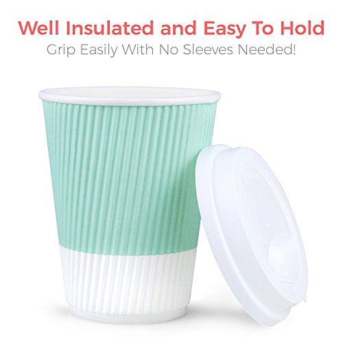 Premium Disposable Coffee Cups With Lids - (90) Durable 12 oz To Go Coffee Cups With Tight Resealable Lids Prevent Leaks! Sturdy, Insulated For Hot Beverages. Will Not Bend With Heat Or Burn Fingers! - Thumbnail 2