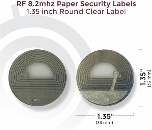 1000 Paper Security Label 1.35 inch (33mm) diam RF 8.2Mhz Clear EAS Antishoplifting Loss Prevention by Sensornation