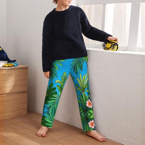 Pajama Pants Pajama Bottoms with Elastic Waistband Sleepwear Lounge Pants, Palm Trees Flowers4