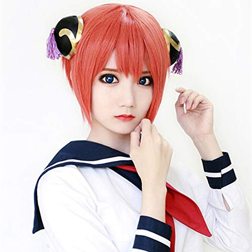 AHJSN Gintama Kagura - Pelucas de cosplay de 11.8in, 11.81 pulgadas, pelo sintético corto resistente al calor, disfraz de anime, fiesta, cosplay,
