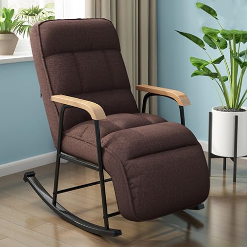 Nursery Rocking Chair Teddy Upholstered Glider,Modern Glider Rocker with Metal Base,Comfy Recliner Chair with Wide Tufted Backrest,Portable Rocking Lawn Chair Foldable for Living Room, Bedroom (Color