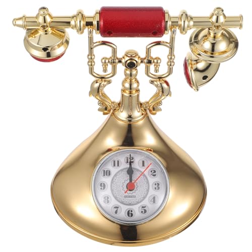 Abaodam レトロ電話型卓上時計 おしゃれなデスクトップ装飾 ベッドサイドクロック 家やオフィスのインテリアに