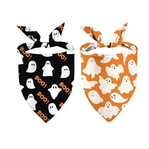 Halloween Dog Bandana Puppy Scarf - Ghosts Boo Dog Outfits - 2 Pc...