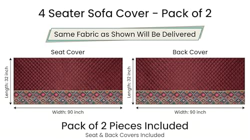 Image of Velvet 4 Seater Sofa Cover Fully Covered | Anti Skid Non Slip | Plain Onion Pink | Sofa Slipcover for Living Room