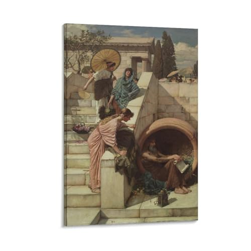 Diogenes Peinture sur toile John William Waterhouse decoration murale moderne salon 60 x 90 cm