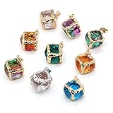 Zotoone 5PCS Natural Stone Square Crystal Pendant For Jewelry Making DIY Earring Necklace Accessories Charms Gift Party 25x25mm
