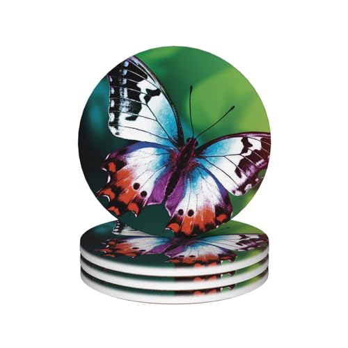 Sous-verres céramique absorbants lot de 4 papillon évite les taches d'eau sur table - 2