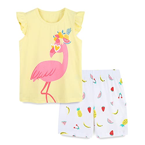 Image of Toddler Girls Shorts Set Kids Summer Casual Outfit Cotton Top and Shorts Clothing Set