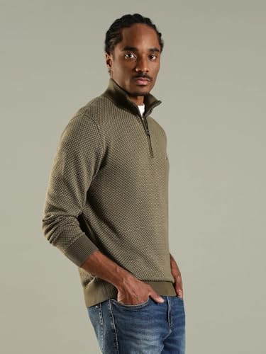 Image of Texture Regular Fit Cotton Sweater