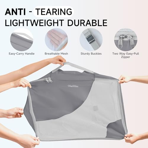 Image of OlarHike 11 Set Packing Cubes for Travel,Gifts for Women Mom,Anti-Tearing Suitcase Organizer,with Over 1000 pcs Mesh Holes,Vacation Essentials & Accessories for Cruise Ship