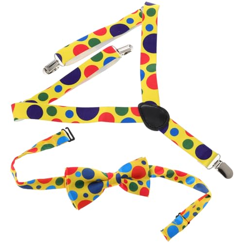 FRCOLOR 1 Set Dot Bow Tie Belt Clown Suspenders Suspenders Bow Tie Clown Bowtie Party Favor Suits for Boys Colorful Dot Suspender Bib Short Elastic Halloween Toddler 6