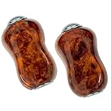 VISPREA 木製ノブ2個入 パワーリールハンドルノブ シマノ Shimano ダイワ Daiwa に適合する と互換性のある 釣りリール ハンドル ボール 適用 ベイトリールスピニングリール対応 交換用 ベアリング2個付き yu358 (C 赤花梨（瘤杢)