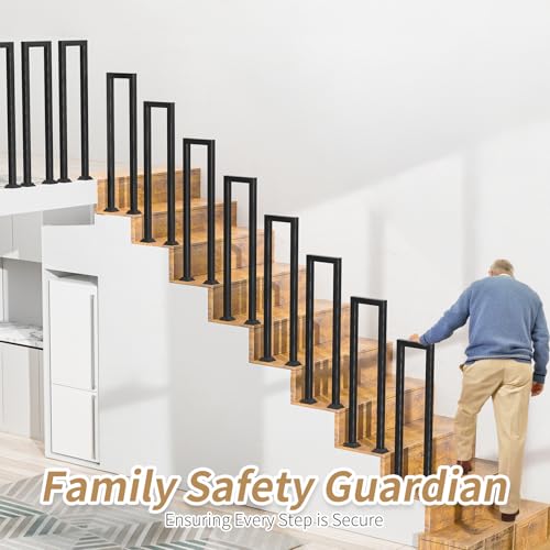 ACQUAN Stair Guardrail, Indoor & Outdoor Step Handrail, Porch Handrail and Deck Fence, Black Metal Staircase Railing, with Decorative Cover (36IN/91CM) by ACQUAN - Image 7