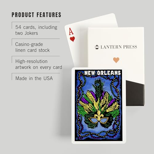 Baraja de 52 cartas tamaño póker Mardi Gras Nueva Orleans miniatura 3