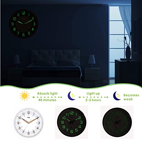 Image of Ajanta 12 Inches Silent Sweep Radium Analog Wall Clock - Night Glow, White Dial - 30x30 cm (P. White)