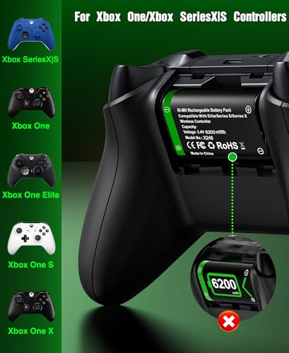 Image of DINOSTRIKE 2X 6200mWh Battery Pack Compatible with Xbox Controller Fast Charging Rechargeable USB Charger Station