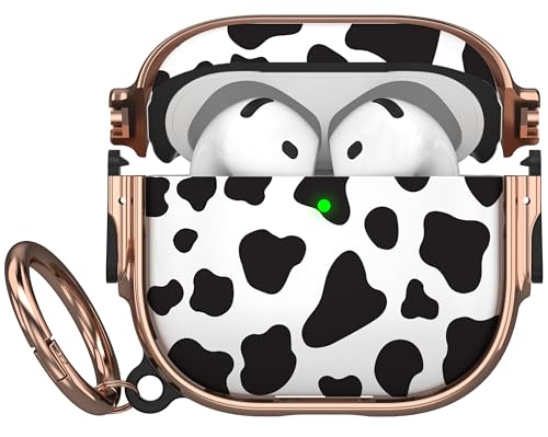 Image of Maxjoy for AirPods 4 Case with Lock, Cute AirPods 4 Case Lock Protective Hard AirPod 4 Generation Cover for Women Men with Keychain Clip for AirPod 4th Generation Cover 2024, Cow Print