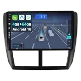 KEC 9” [4+64G] Android 16 2 Din Autoradio per Subaru Forester/Impreza 2007-2012-[Integrato Wireless CarPlay | Android auto | Mirror Link | GPS Sat Nav | Bluetooth 5.0 | WiFi | 4G | SWC]+CAM Incluso