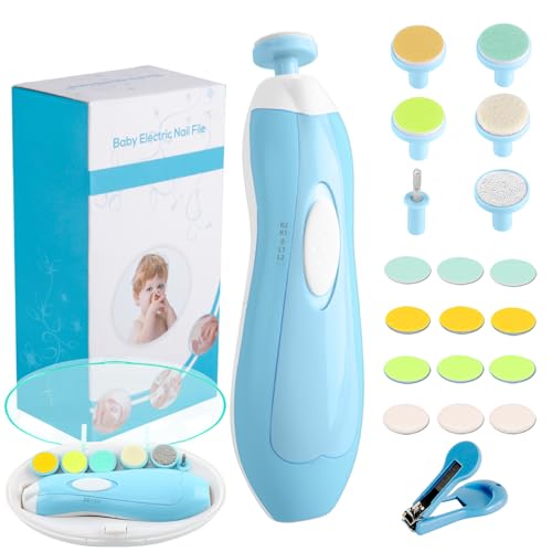 Image of Baby Nail Trimmer Electric Nail File Baby Nail Clippers, 20 in 1 Safe Nail Filer Grinder Kit for Newborn Infant Toddler Kids or Adults Toes Fingernails Care Trim Polish, Led Light and Grinding Heads