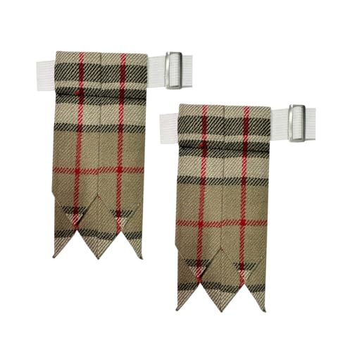 Men\'s Tartans Kilt Flashes with Heavy Buckle Elastic Adjusters Fit Campbell Thomson