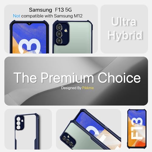 Image of Pikkme Samsung Galaxy f13 5G Back Cover | Crystal Clear Transparent Back | Ultra Hybrid | Full Camera Protection | Raised Edge | Bumper Back Case (Blue)