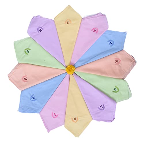 Image of ANTONIA Personalized Cotton Women's Handkerchiefs with Embroidered Initials, Assorted Colours (33 cm x 33 cm)