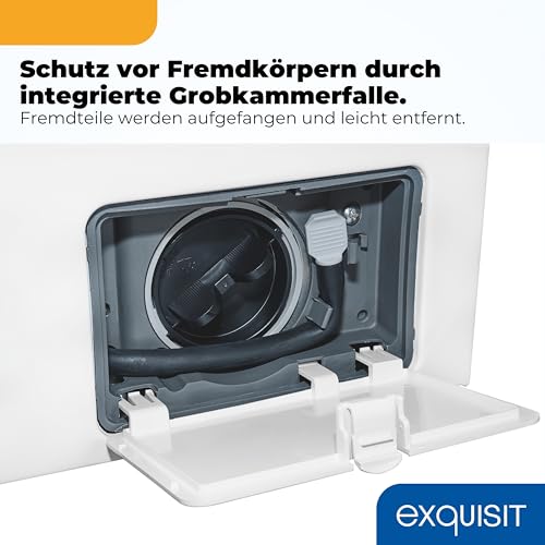 Exquisit Waschmaschine | 6 kg Nennkapazität, 1000 U/Min, Energieklasse A, 76 dB(A), 85 x 60 x 44 cm | 16 Programme, Eco 40-60, Kurzprogramm, manuelle Temperaturwahl, Aquastop | WA56110-020A weiss