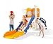 GITAWUSA 7 in 1 Toddler Slide Playset L-Shaped Indoor & Outdoor Playground for Kids Ages 1-3, Features Golf Set, Basketball Hoop, and Non-Slip Steps, for Boys & Girls, Blue & Yellow