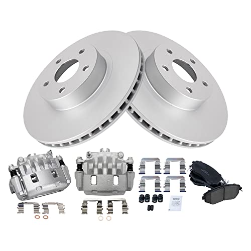Image of TRQ Front Brake Pad and Rotor Set Ceramic Vented Coated Rotors Calipers | For 2011-2014 Subaru Impreza