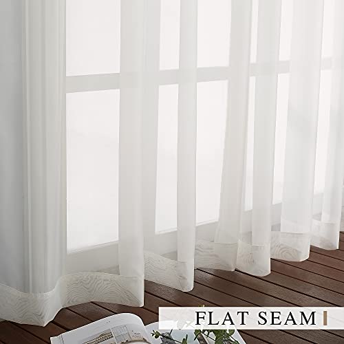 Image of NICETOWN Sheer Curtains for Bedroom Windows, Grommet Casual Soft Voile Sheer Panels with Light Filter Window Treatments for Nursery / Bedroom, Beige, Set of 2, W37 x L72