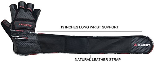 Image of Kobo WTG-13 Professional Leather Gym Gloves for Fitness /Functional Training Hand Protector (Medium)