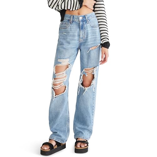 AEROPOSTALE Women's High-Rise Baggy Jean, Medium Wash, 000