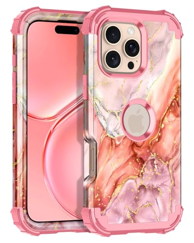 Casetego for iPhone 16 Pro Max Case,Three Layer Heavy Duty Sturdy Shockproof Protection Full Rugged Hard PC+Soft TPU Bumper Protective Girls Case for Apple iPhone 16 Pro Max 6.9 inch,Gold