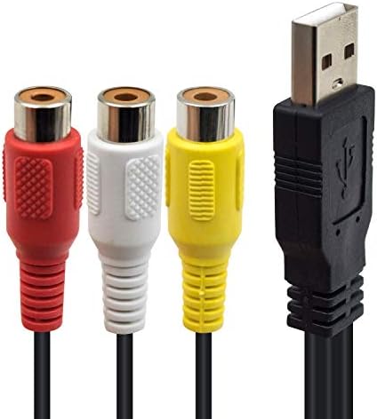 Duttek USB to RCA Cable, USB 2.0 Male to 3 RCA Female Jack Splitter Audio Video AV Splitter Composite Adapter Cable for TV, Mac, PC, HDD and DVR 1.5M/5FT