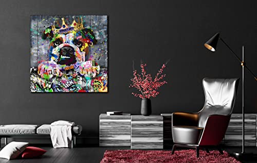 Sixttart Graffiti Wall Art For Living Room Large Size - Kids Room Wall Decor - Dog Wall Decor Ready To Hang Size 36" X 36" #TOP5
