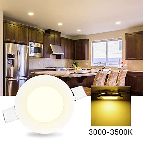 Yescom 10 Pack 3 Inch Led Recessed Light Ultra-Thin Ceiling Light Panel 240Lm Canless Wafer Downlight 3000-3500K Warm White 3W Lamp Rohs Certified #TOP1