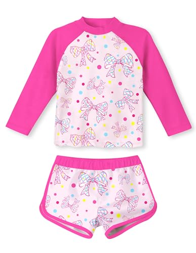 Image of Vogseek Girls Rash Guard Two Pieces Swimsuit Long Sleeve Bathing Suit for 3-10 Years
