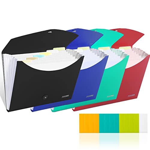 Accordion File Organizer With 7 Pockets (Pack Of 4), Tranbo Letter Size/A4 Expanding File Folder With Index Tabs, Expandable Plastic Document Organizer For Business Travel School Office Home #TOP18
