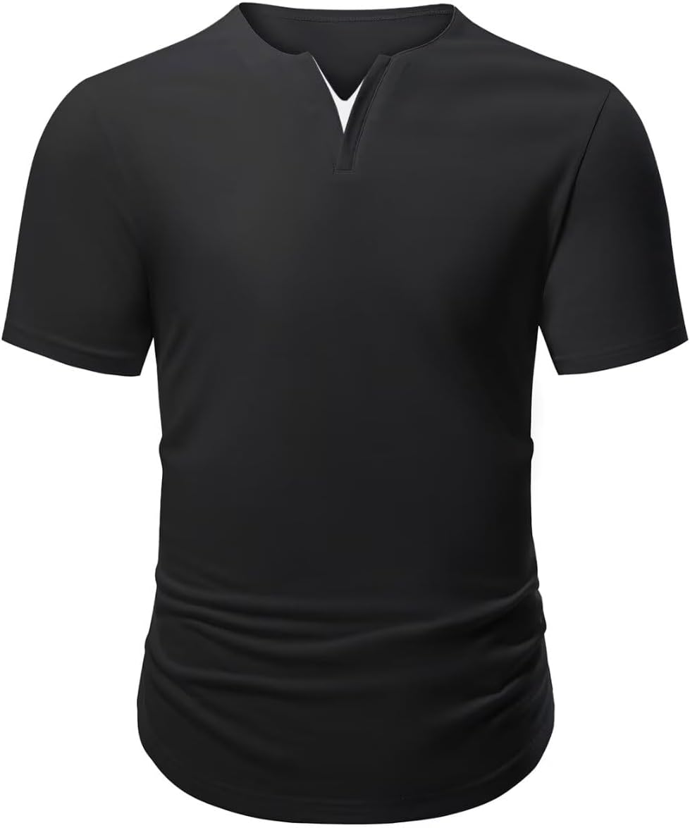 Mens Henley Shirts Short Sleeve Summer Casual V Neck Cotton Tee Shirts - Image 7