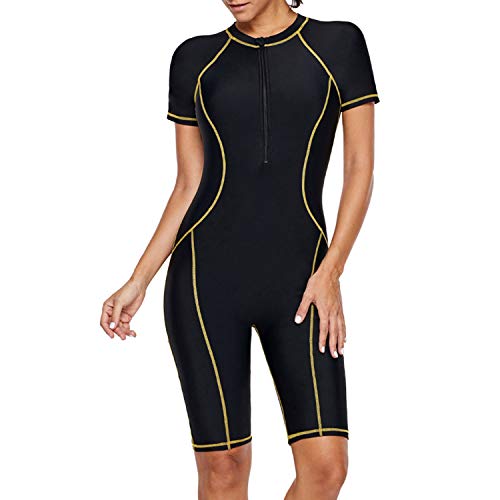 Jywmsc Maillots de Bain Une pièce pour Femmes Boyleg Athletic Training Maillots de Bain Maillot de Bain,Plage Anti-UV Quick Drying Natation Surfing...