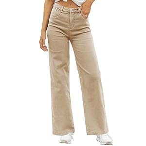 ZC&GF Women’s Wide Leg Pants Loose Straight Pants Back High Elastic Waist Business Work Pants Trousers Long Pants