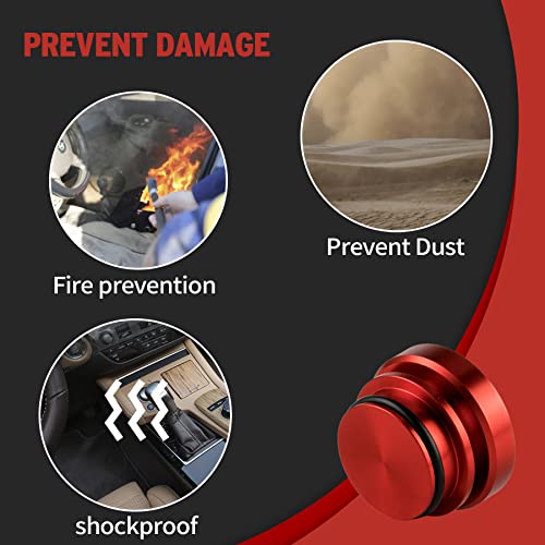 Uyye Cigarette Lighter Plug Billet Aluminum Dustproof Plug,Fire Missile Button,Car Interior Accessories Fits Most Automotive Vehicles And Boats With Standard 12 Volt Power Source,Red #TOP4
