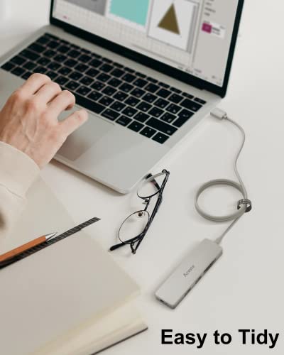 Aceele Hub USB 3.0 con Cable de 1.2m, 6 en 1 Ladrón USB de Ultrafino de 5Gbps con Micro Puerto, 3*USB A y Lectores de Tarjetas SD/Micro SD, para Portátiles, PC, Tarjeta de Memoria, Unidad Flash (Gris) - imagen 8