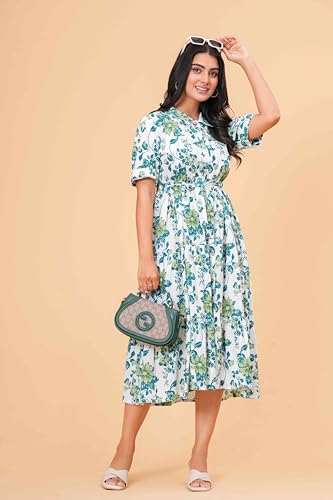 Image of Women's Stylish Floral Printed One-Piece Maxi Dress for Women - Elegant Long Dress
