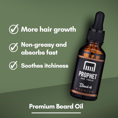 Prophet and Tools Premium Unscented Beard Oil & Comb Set - Thickens & Softens Beard, Reduces Itch & Flaking, 100% Natural, Fast-Absorbing Formula - Ideal for Beard Growth & Grooming - 30ml - Image 3