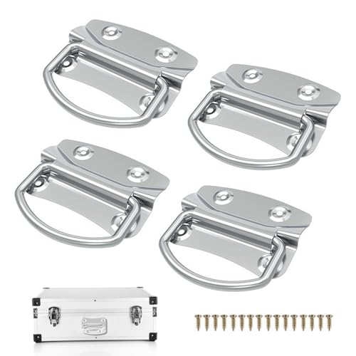 xiruiubao Poignée Pliantes avec 16 Vis,4 Pièces Poignee en Acier Laminé à Froid pour Mallette à Outils,Boîte de Rangement,Caisse en Bois,Placards,Tiroir,Meuble(Argent,10 mm)