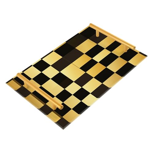 Bandeja decorativa de metal vintage dorado con asas, bandeja para servir café para joyas, perfumes, restaurantes, charola para comida